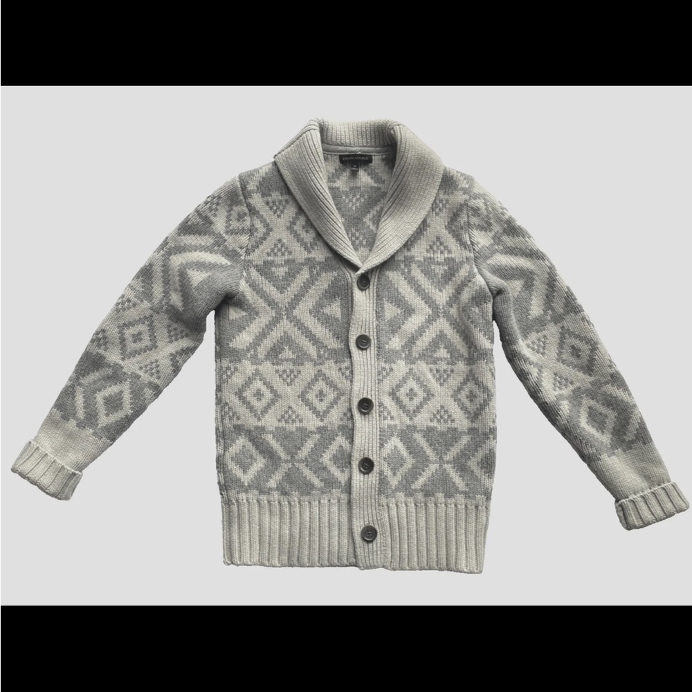 Banana Republic Gray and Cream Knit Sweater